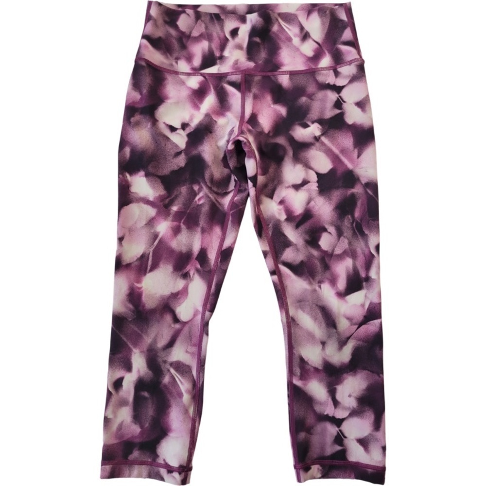 ✅ Lululemon Purple Print Compression Active Crop Leggings Size 8
